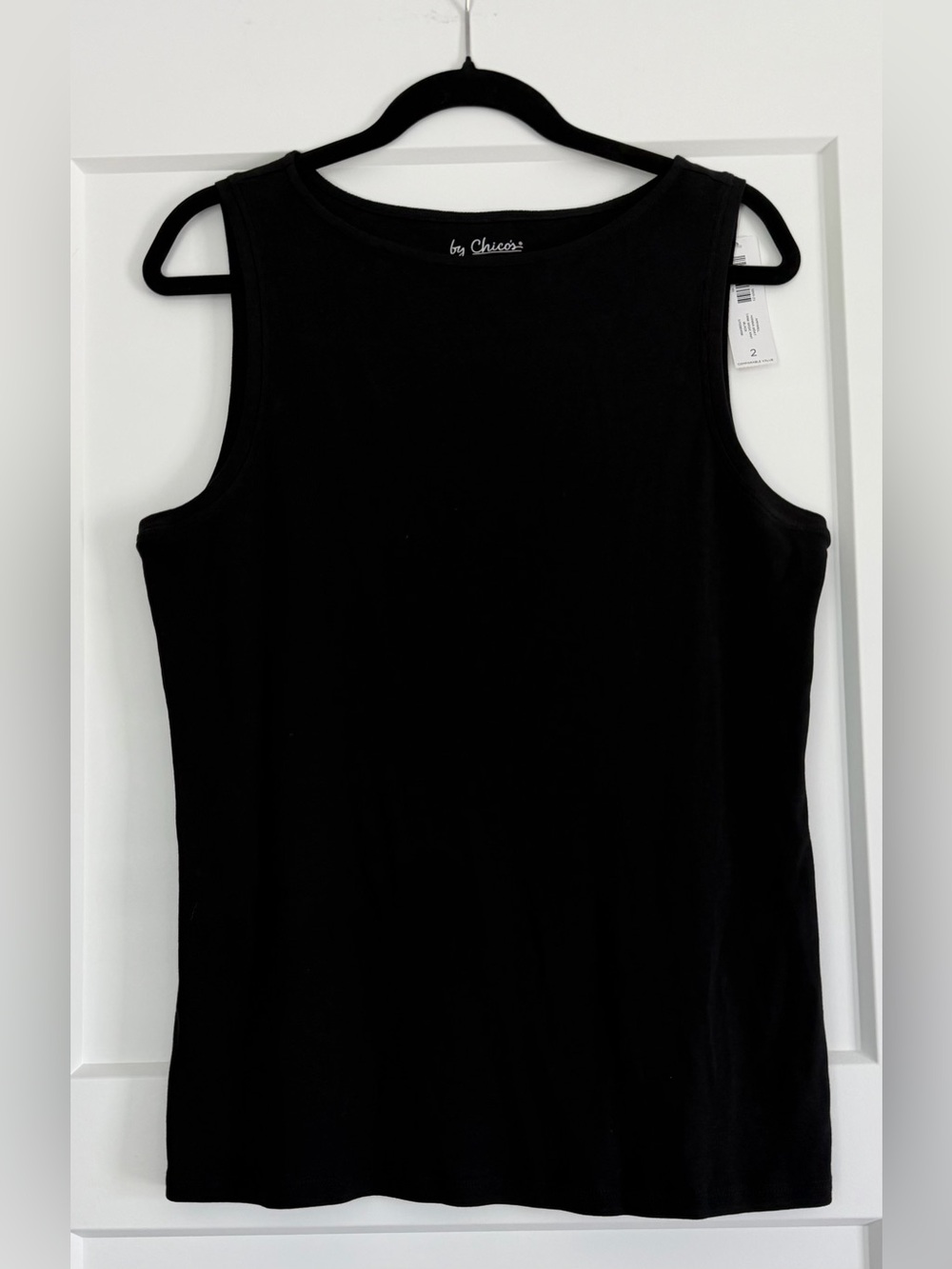 NWT Chico's Black Classic Sleeveless Tank Top, Size 2 (Large)
